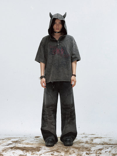 Sudadera con Capucha Efecto Desgastado Negro - Estilo Dark Devil - Image 5