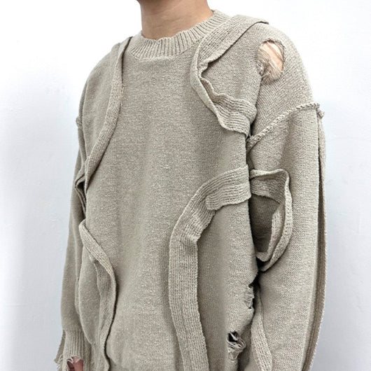 Suéter Retro Tejido Cuello Redondo con Flecos Sueltos Invierno - Image 6