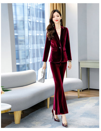 Traje Ejecutivo Terciopelo Dorado - Elegancia Profesional y Sofisticación - Image 3