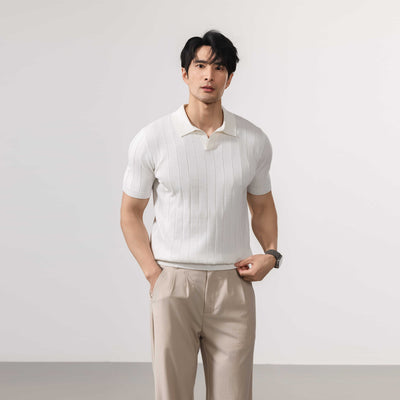 Suéter de Punto a Rayas de Manga Corta para Hombre - Image 11