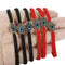 European And American Palm And Eyes Woven Couple Bracelet 3red plus 3black