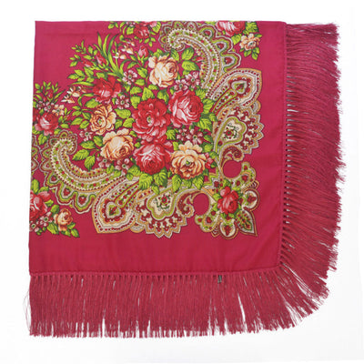 Pañuelo Floral Retro con Flecos para Mujer - Image 36