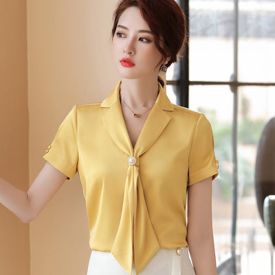 Blusa Suelta de Seda con Escote en V - Camisa Fluida Diosa Elegante - Image 10