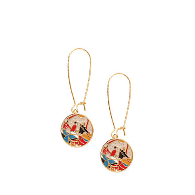 Aretes de Esmalte con Goteo Abstracto y Figura Geométrica - Image 5
