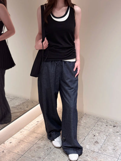Pantalones Vaqueros Anchos con Cintura Elástica y Cordón Ajustable - Image 34
