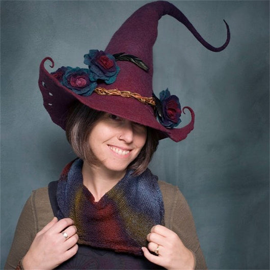Sombrero de Bruja Moderno Lana Felt Punta - Disfraz Halloween Cálido Otoño Invierno - Image 10