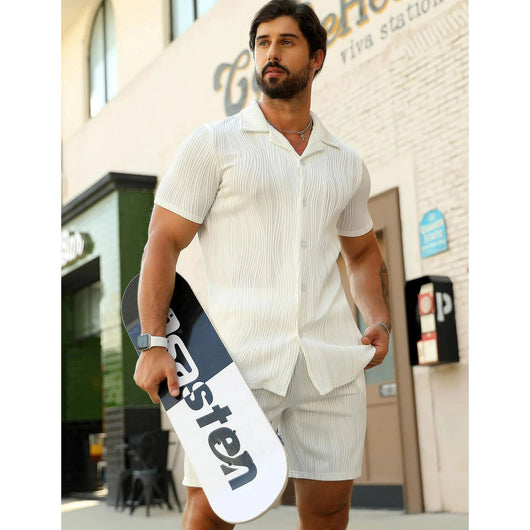 Conjunto Deportivo Hombre: Camiseta y Shorts con Patrón Onda Transpirable - Image 13