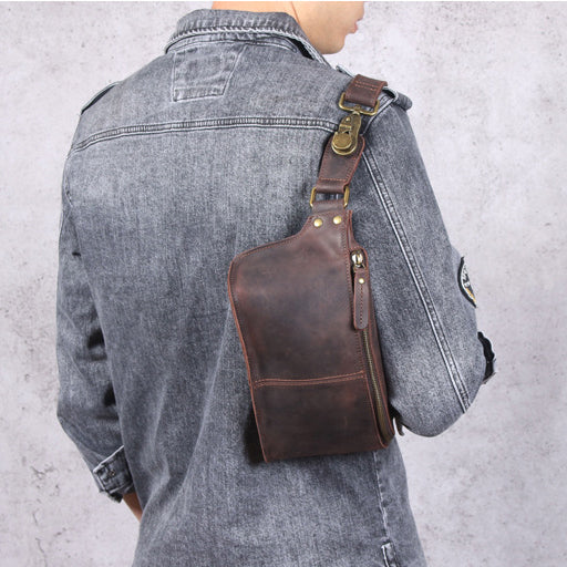 Bolsa de Pecho Cuero Vintage Multifuncional Gran Capacidad