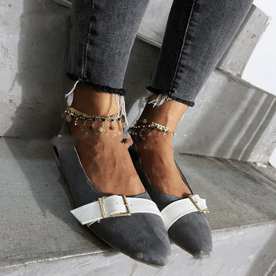 Zapatos Planos de Moda con Hebilla Elástica Punta Afilada - Image 11