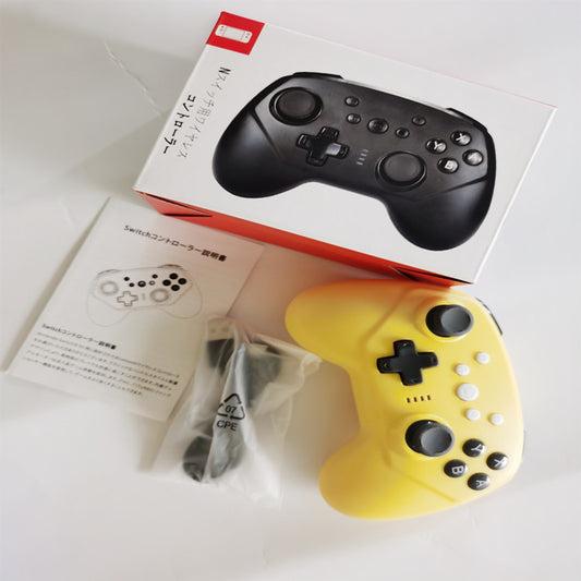 Black wireless Bluetooth gamepad for Nintendo Switch with joysticks, D-pad, and action buttons.