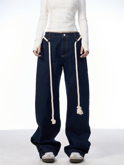 Jeans Negros Lavados Rectos Ancho con Costuras Blancas - Image 20