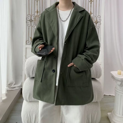 Abrigo de Lana Holgado para Hombre - Otoño e Invierno con Forro de Algodón - Image 6