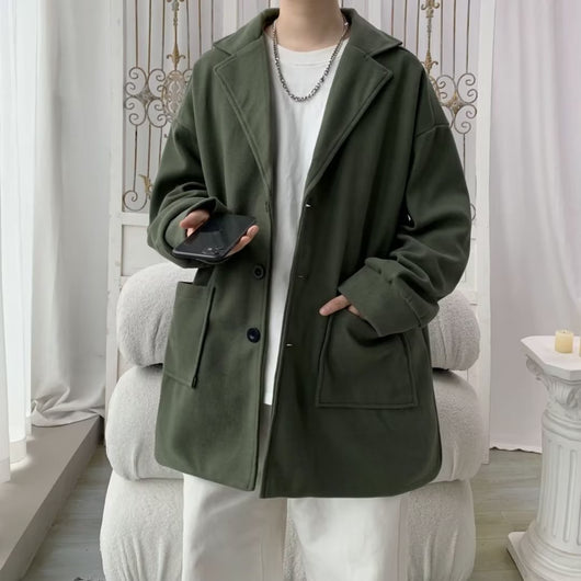 Abrigo de Lana Holgado para Hombre - Otoño e Invierno con Forro de Algodón - Image 6