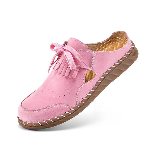 Pantuflas Cerradas de Encaje Artesanales para Mujer con Costura Retro - Image 7