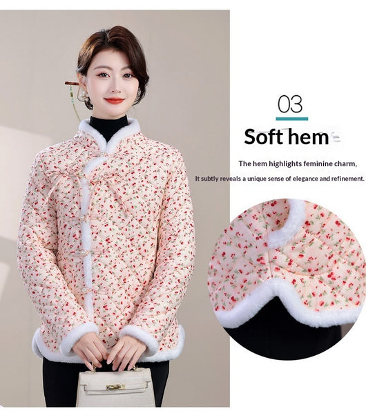Chaqueta de Algodón Estilo Oriental con Cierre Diagonal e Impreso Floral - Image 12
