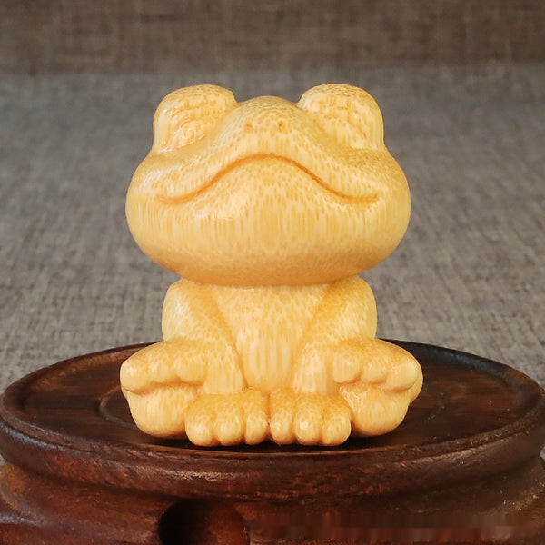 Ornamento de Rana Sonriente en Talla de Bambú Macizo - Image 6