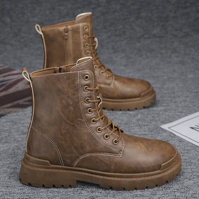 Botas de Trabajo Retro Plataforma Alta en Cuero - Estilo Británico Ciclista - Image 9