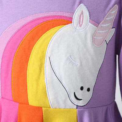 Vestido Infantil Manga Larga con Bordado de Animales Arcoíris - Image 7