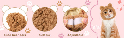 Gorro Disfraz de Osito Cálido para Gatos y Mascotas Pequeñas - Image 12
