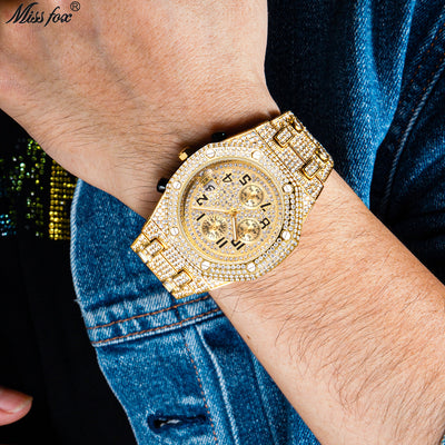 Reloj Deportivo de Cuarzo para Hombre con Tres Ojos y Cronógrafo de Diamantes - Image 18