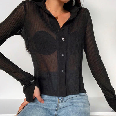Blusa Larga Doble Botonadura Escotada para Primavera y Verano