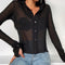Blusa Larga Doble Botonadura Escotada para Primavera y Verano