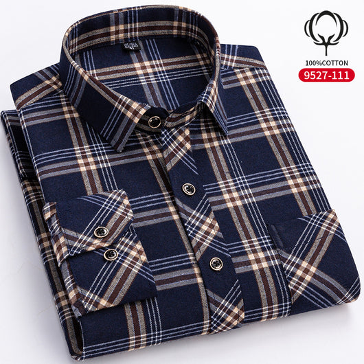 Camisa de Cuadros Suelta en Algodón para Hombre de Manga Larga - Image 15
