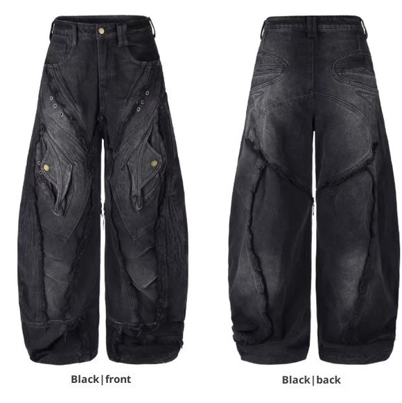 Jeans Holgados Desgastados con Bordes Crudos Estilo Urban