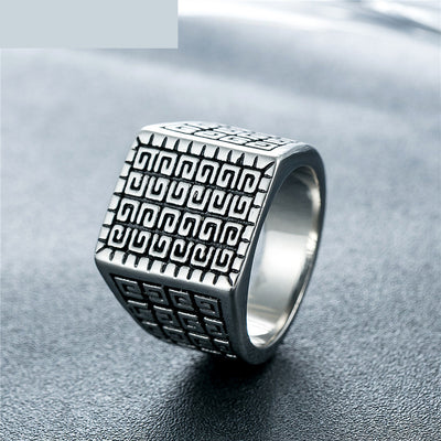 Anillo de Acero Titanio Cuadrado para Hombre