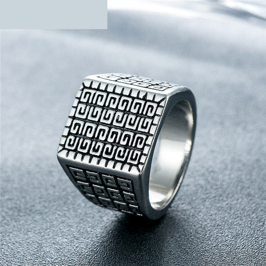 Anillo de Acero Titanio Cuadrado para Hombre