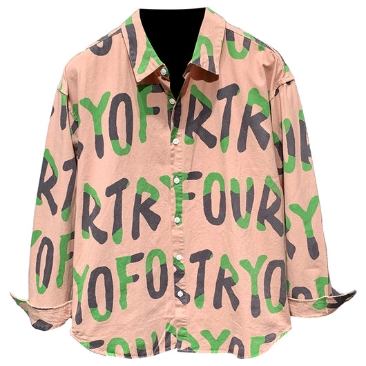 Camisa Casual de Algodón con Estampado de Letras para Hombre - Image 8