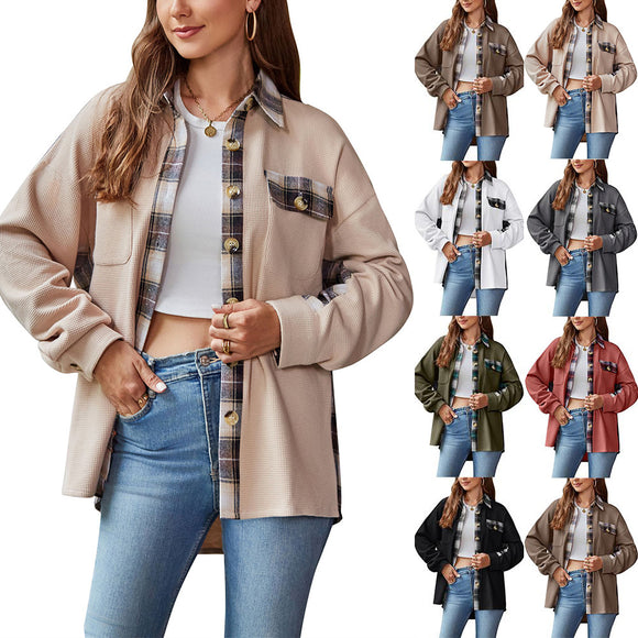 Chaqueta Suéter Cuadrillé Boyfriend Holgada de Punto Waffle