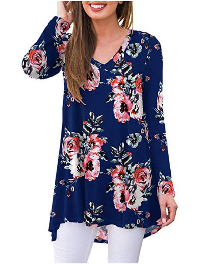Blusa Casual Floral de Manga Larga Cuello V - Image 4