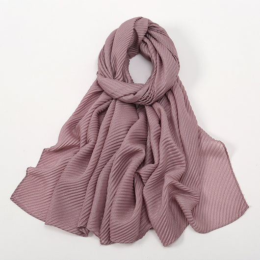 Pañoleta Suave de Poliéster Arrugado en Colores Lisos para Mujer - Image 12