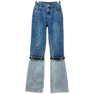 Jeans de Patchwork con Contraste de Colores Efecto Lavado - Image 5