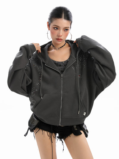 Cardigan con Capucha y Strass para Mujer - Sudadera Brillante con Cierre - Image 6