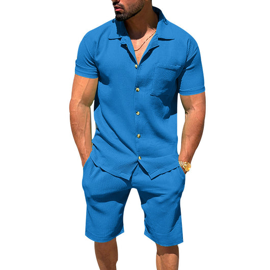Conjunto de Verano Hombre: Cardigan con Solapa y Shorts a Rayas - Image 6