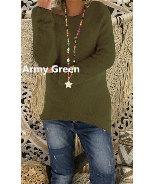 Suéter Holgado de Manga Larga Liso para Mujer - Otoño e Invierno - Image 7