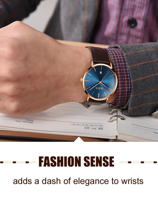 Reloj de Lujo para Hombre con Correa de Cuero, Resistente al Agua - Image 7