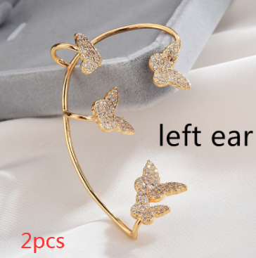 Aretes Mariposa Dorados sin Perforación con Circonitas Brillantes - Image 13