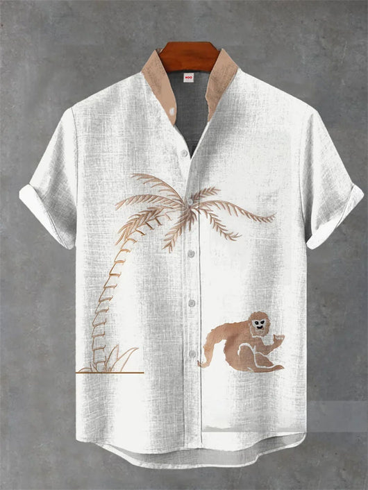 Camisa Hawaiana de Lino Estampada para Hombre - Manga Corta Casual - Image 4
