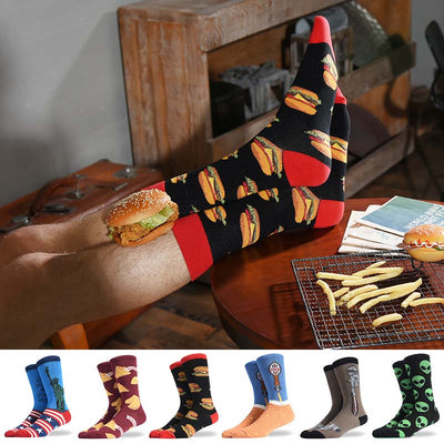 Calcetines Divertidos para Hombre - Diseño Creativo Hamburguesa, Pizza y Alien