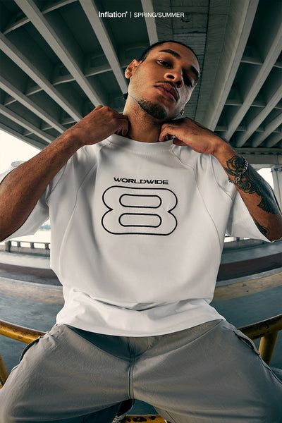 Camiseta Deportiva con Bordado Estilo Americano Oversize Manga Corta - Image 14