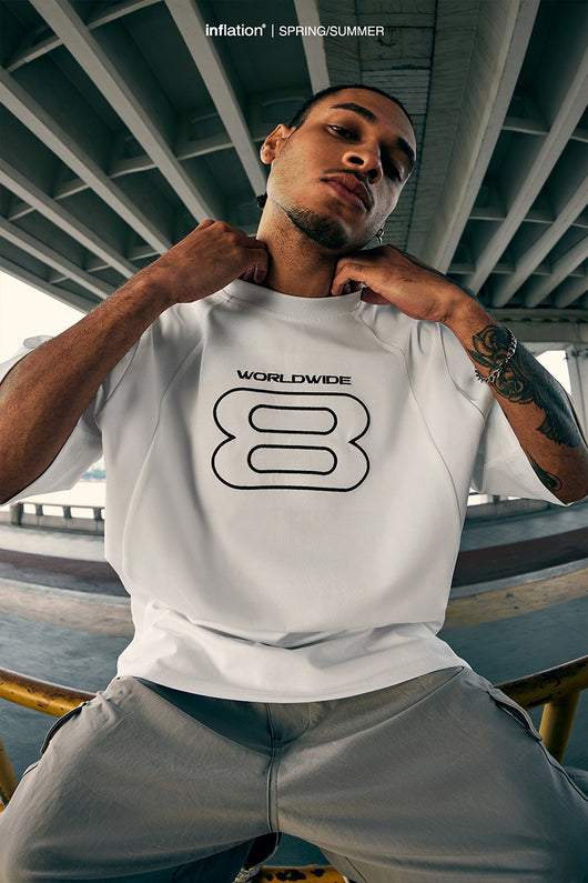 Camiseta Deportiva con Bordado Estilo Americano Oversize Manga Corta - Image 14