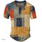 Camisa Henley Estampada de Cuadros Color Block para Hombre