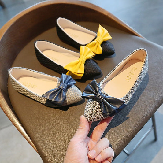 Zapatos de Cuero para Niñas con Moño - Estilo Princesa Punta Fina