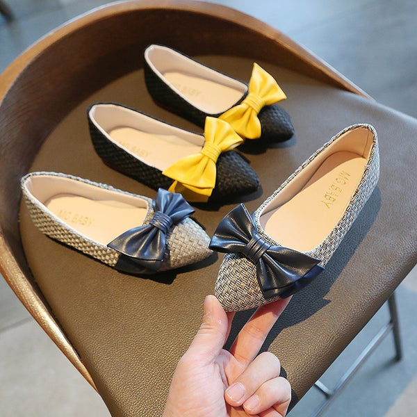 Zapatos de Cuero para Niñas con Moño - Estilo Princesa Punta Fina