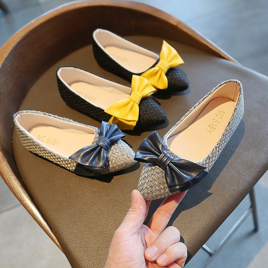 Zapatos de Cuero para Niñas con Moño - Estilo Princesa Punta Fina