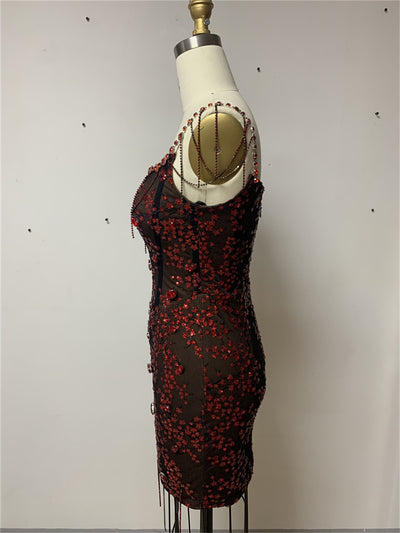 Vestido Mini Ajustado con Incrustaciones de Diamantes para Verano - Image 8