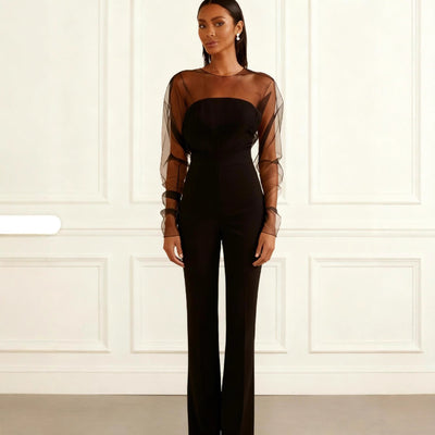 Jumpsuit Elegante de Cintura Alta con Malla y Tubo para Mujer - Image 12